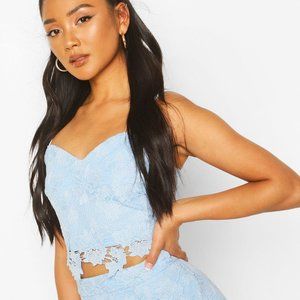 BNWT Boohoo Blue Crochet Lace Top (4)
